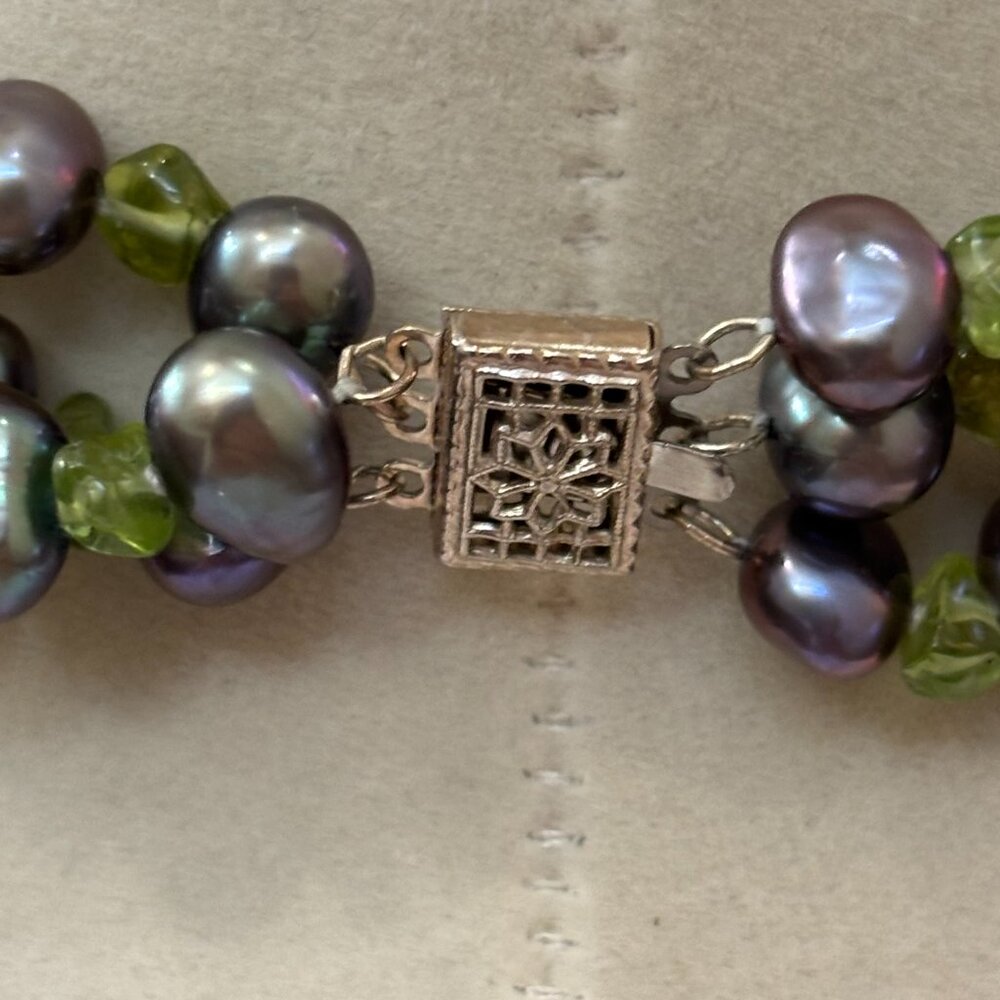 Ross Simons 3 Strand Black Cultured Pearl, Amethyst/Assorted Stone Necklace - Picture 8 of 13